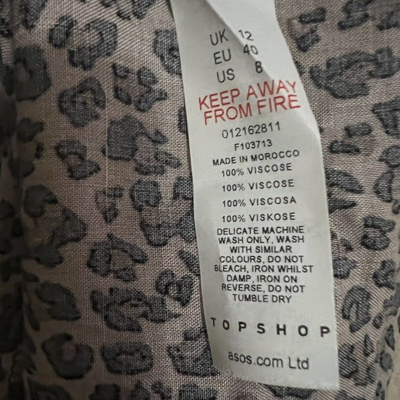 Topshop NWOT Animal Print Leopard Midi Slip Dress Sheath Strappy Sz 8 Front Slit - Picture 7 of 7